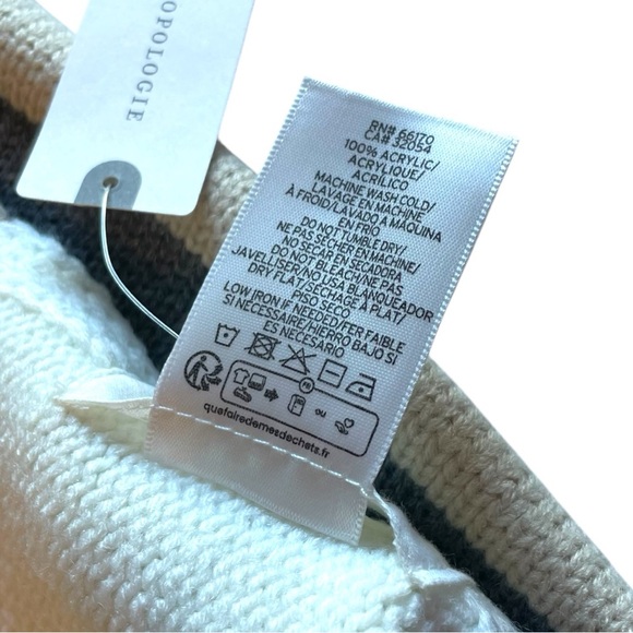 Scarf Anthropologie Long Skinny Cream Navy Orange Gray Tan NEW - Picture 4 of 5